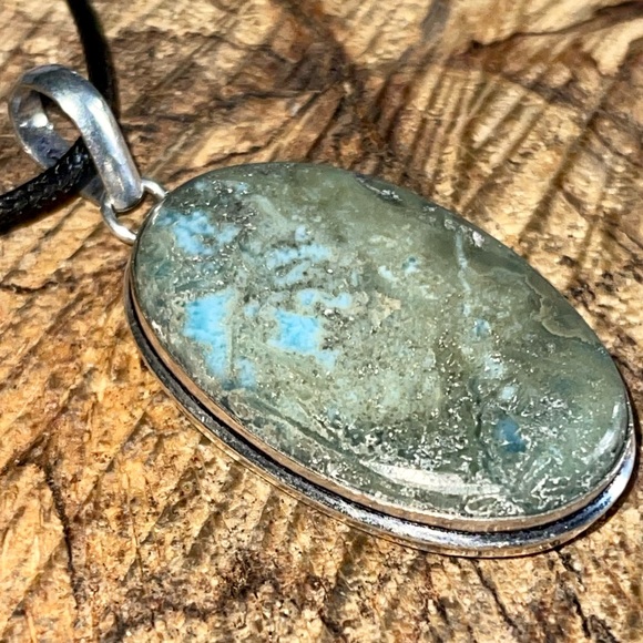 Blue Gray Caribbean Larimar Crystal Pendant 2” - Picture 11 of 15